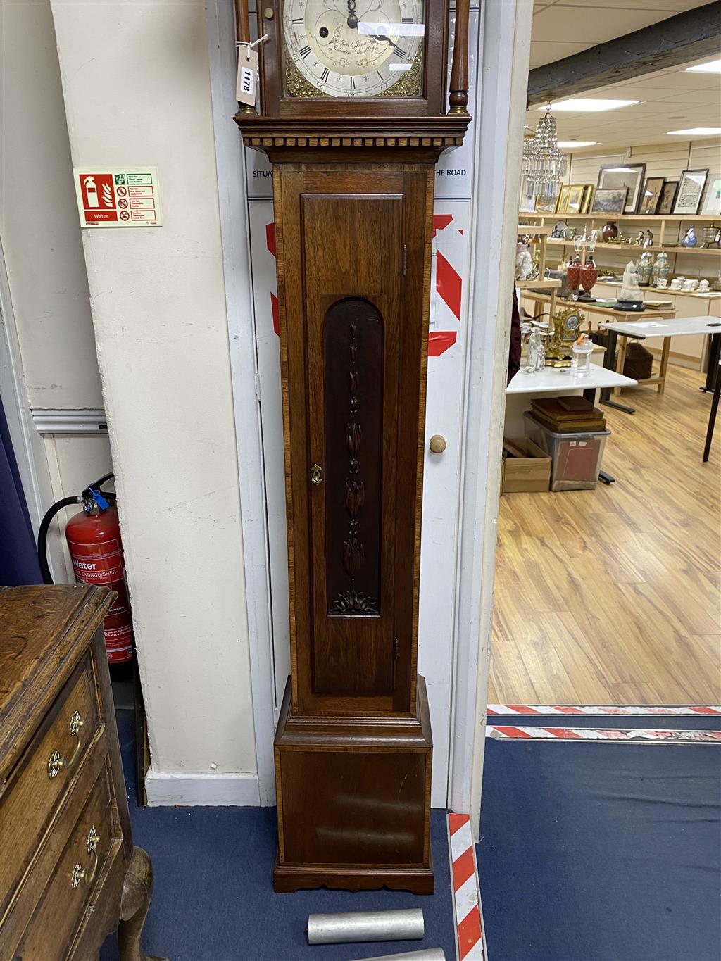 A reproduction mahogany longcase clock by Sam and Jane Valentin Bradley, height 184cm